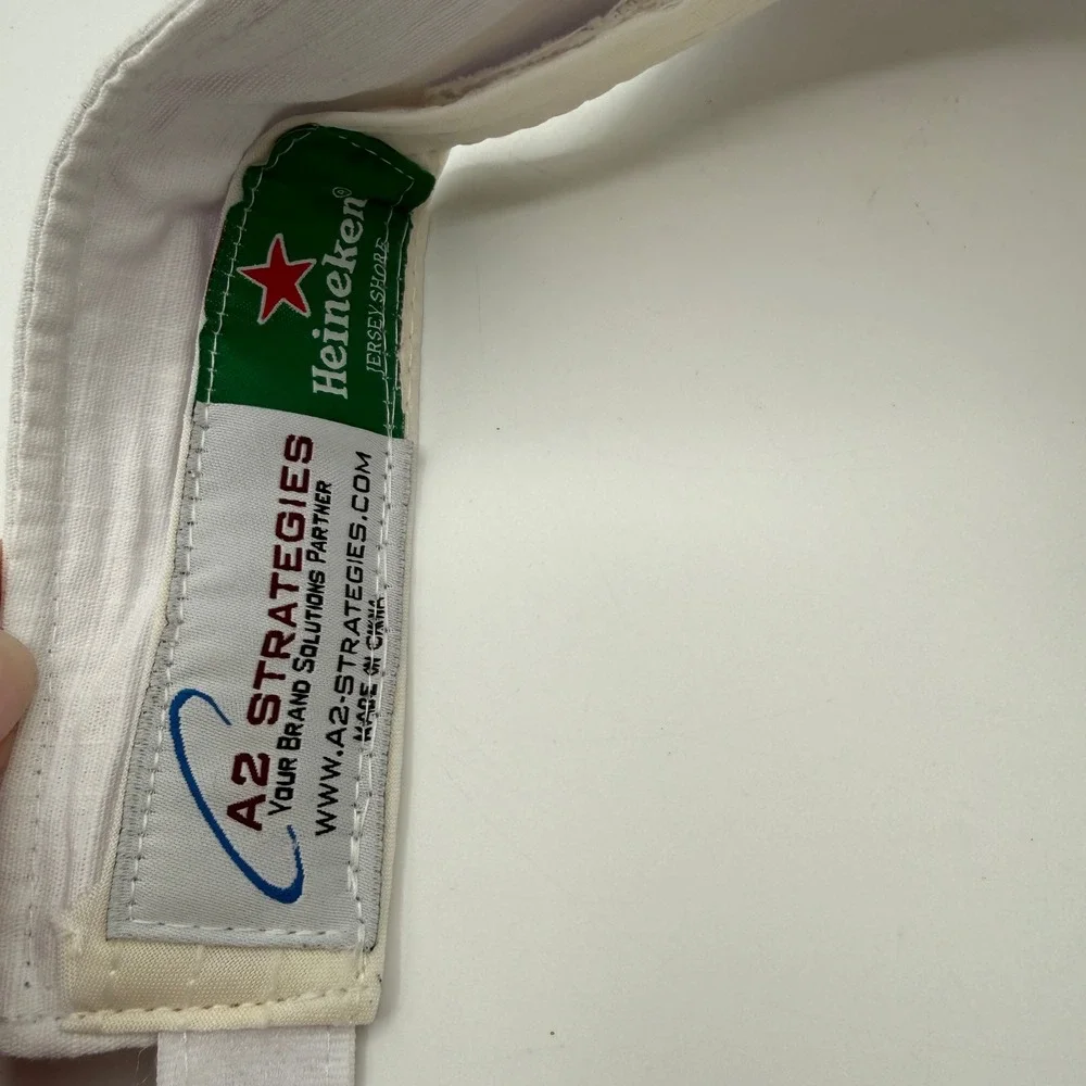 Heineken Visor Hat Mens White Jersey Shore Beer Promo Ripstop Adjustable 90s Y2K